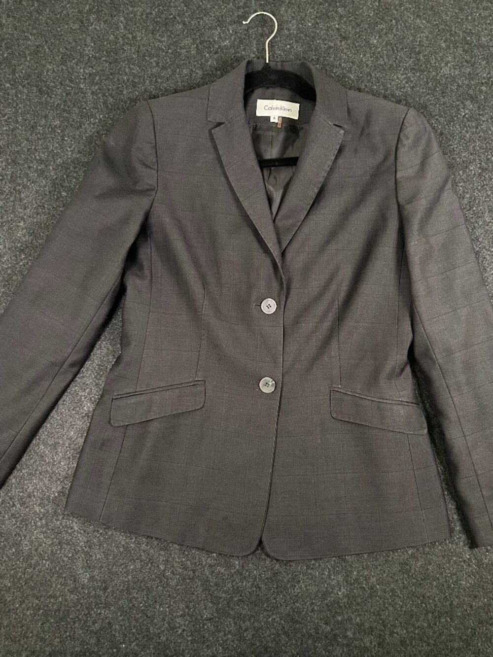 Calvin Klein Black Blazer Women's Size 6 Double Button w/ Thread Detail